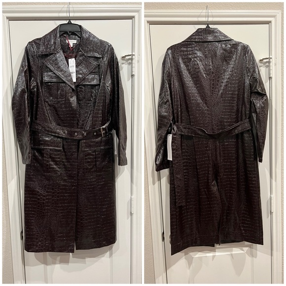 NWT! Topshop Tula faux alligator trench coat - Picture 5 of 5